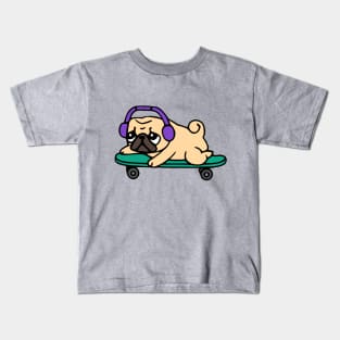 Skater Pug Kids T-Shirt